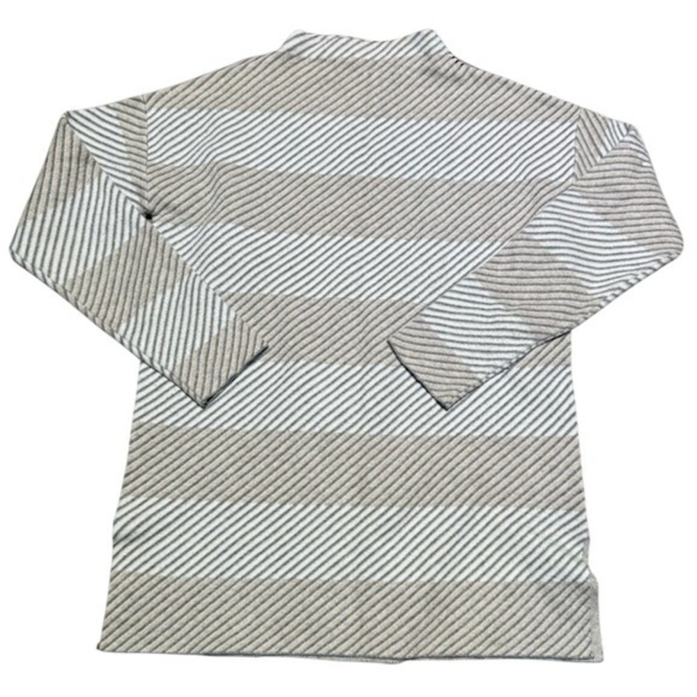 Rachel Zoe Women's XS Mock Turtleneck Sweater Striped Pattern Tan/Gray/White